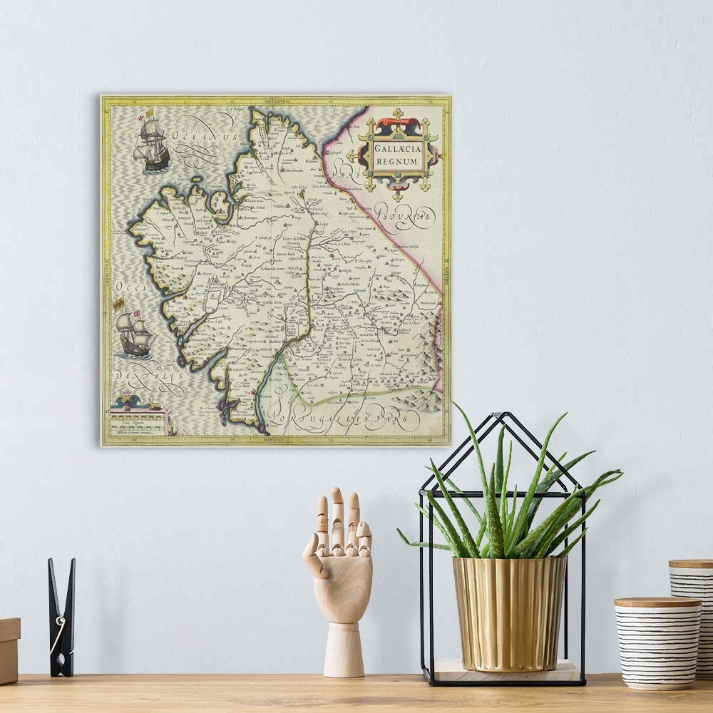 A bohemian room featuring Antique map of region in Spain