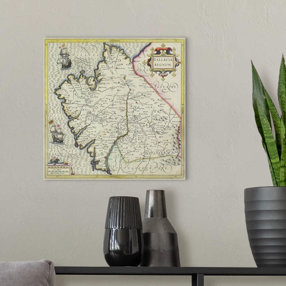 A modern room featuring Antique map of region in Spain