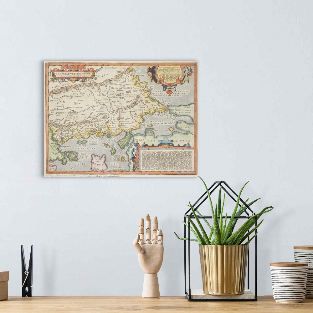 A bohemian room featuring Antique map of Romania and eastern Europe