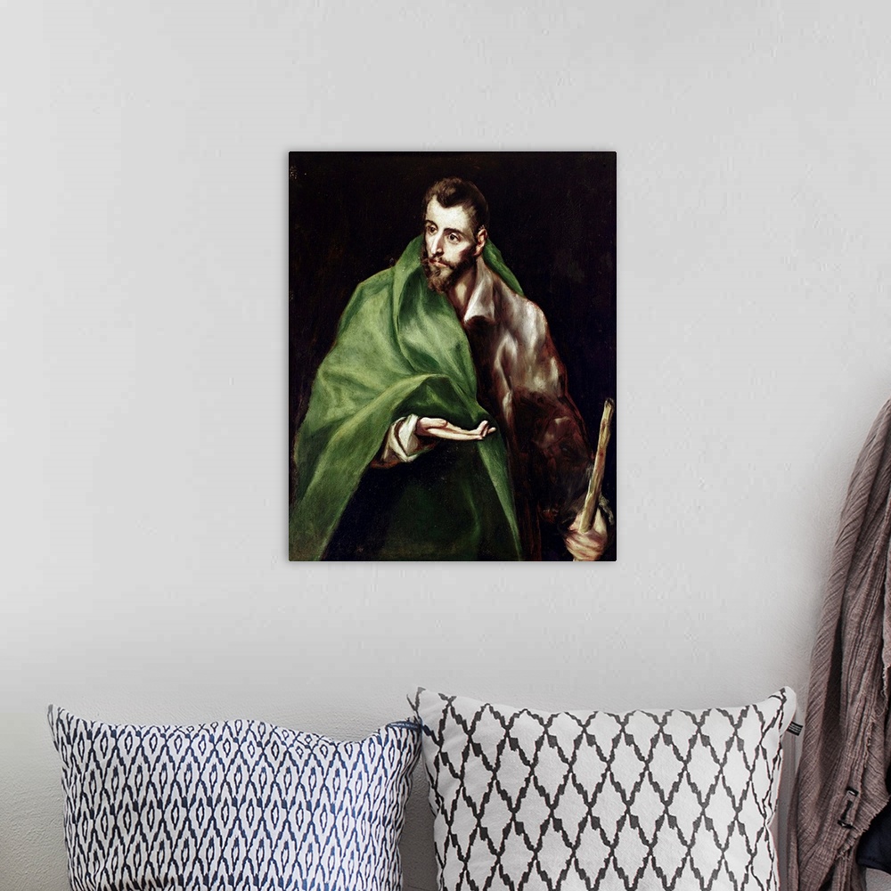 A bohemian room featuring Apostle Saint James the Greater, by Domenikos Theotokopoulos a.k.a El Greco (1541-1614). Oil on c...