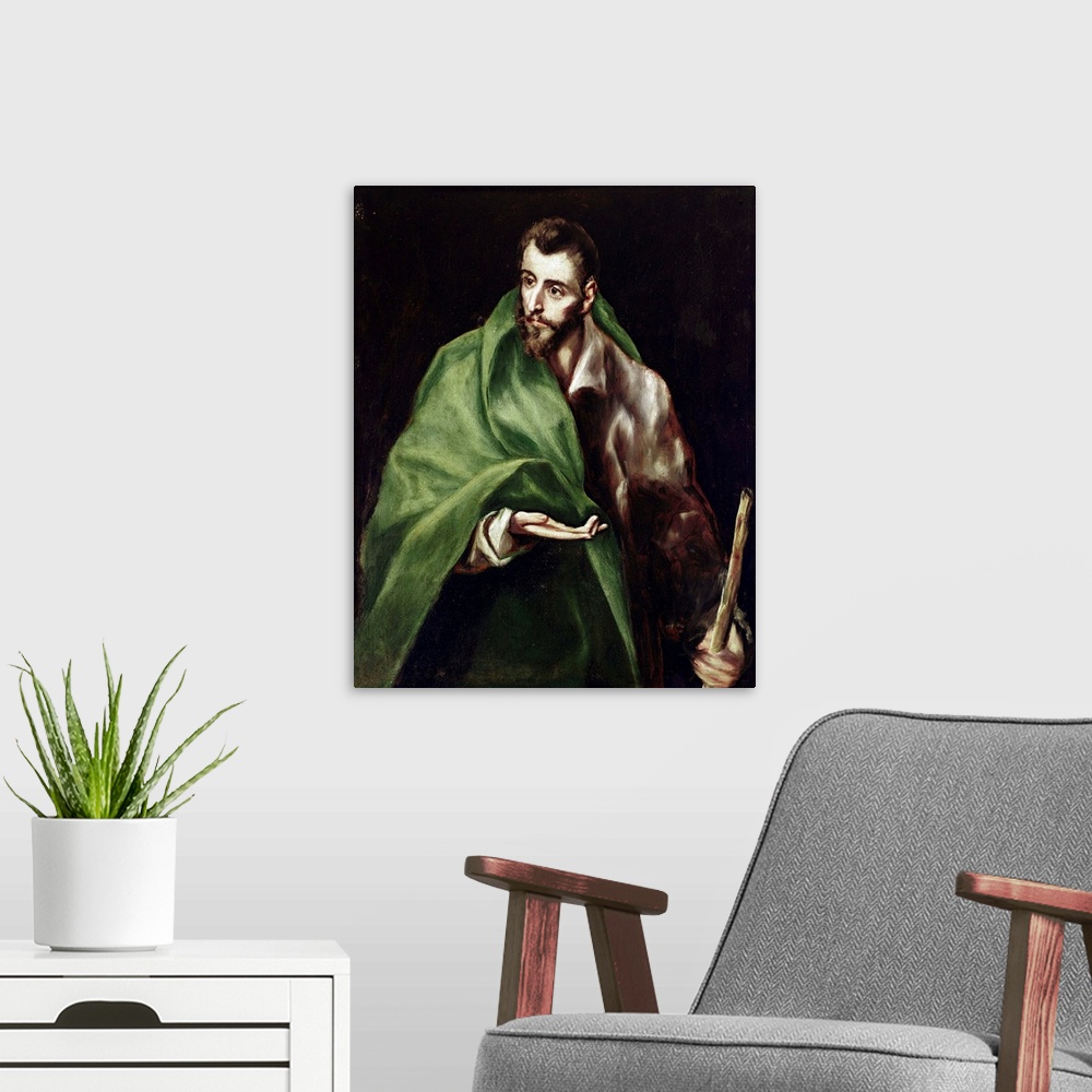A modern room featuring Apostle Saint James the Greater, by Domenikos Theotokopoulos a.k.a El Greco (1541-1614). Oil on c...