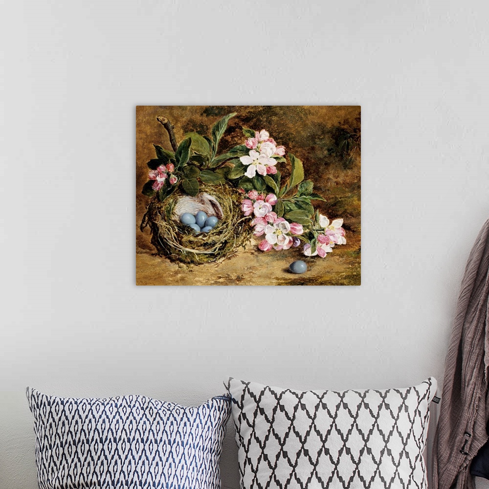 A bohemian room featuring Apple Blossom And A Bird'S Nest By H. Barnard Grey