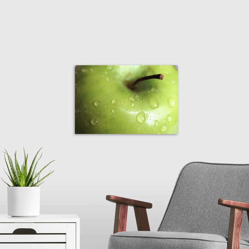 A modern room featuring Apple with water drops