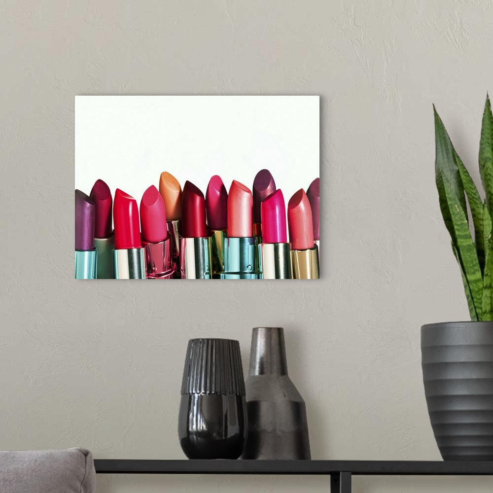 A modern room featuring Assorted colorful lipstick