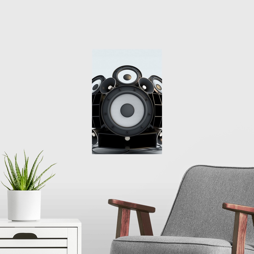 A modern room featuring Assorted speakers (Digital)