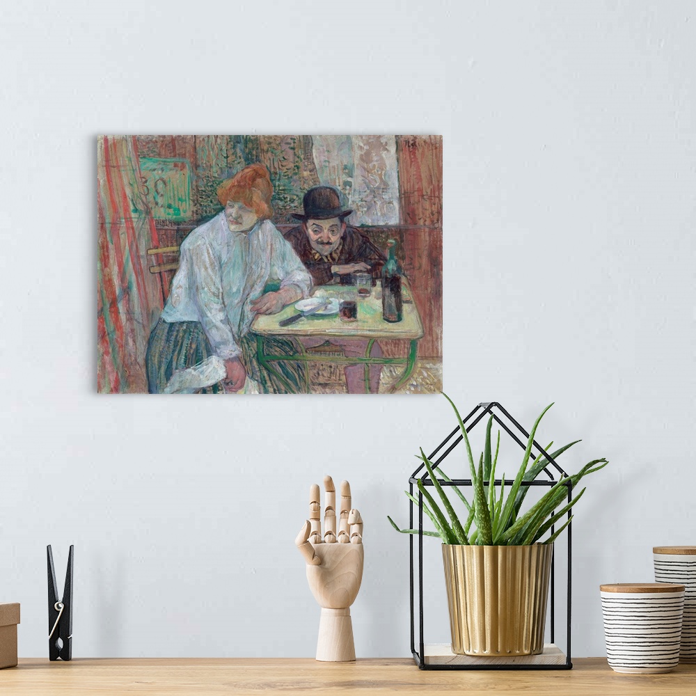 A bohemian room featuring At The Cafe La Mie By Henri De Toulouse-Lautrec