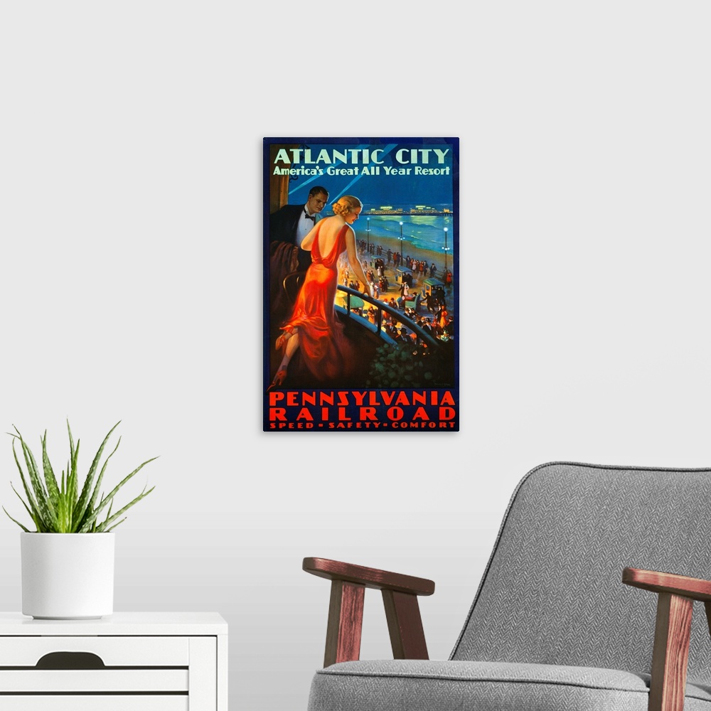 A modern room featuring Atlantic City Pennsylvania Railroad Poster
