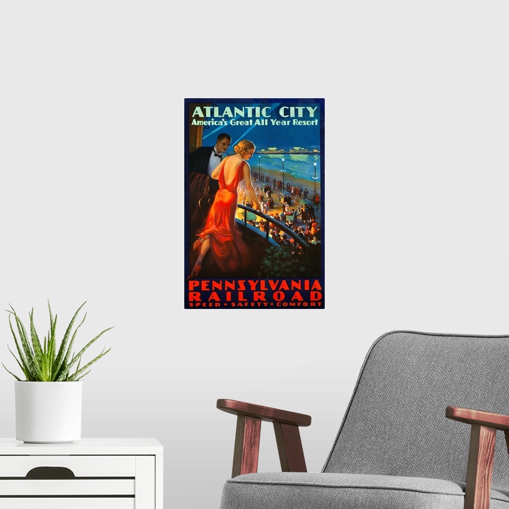 A modern room featuring Atlantic City Pennsylvania Railroad Poster