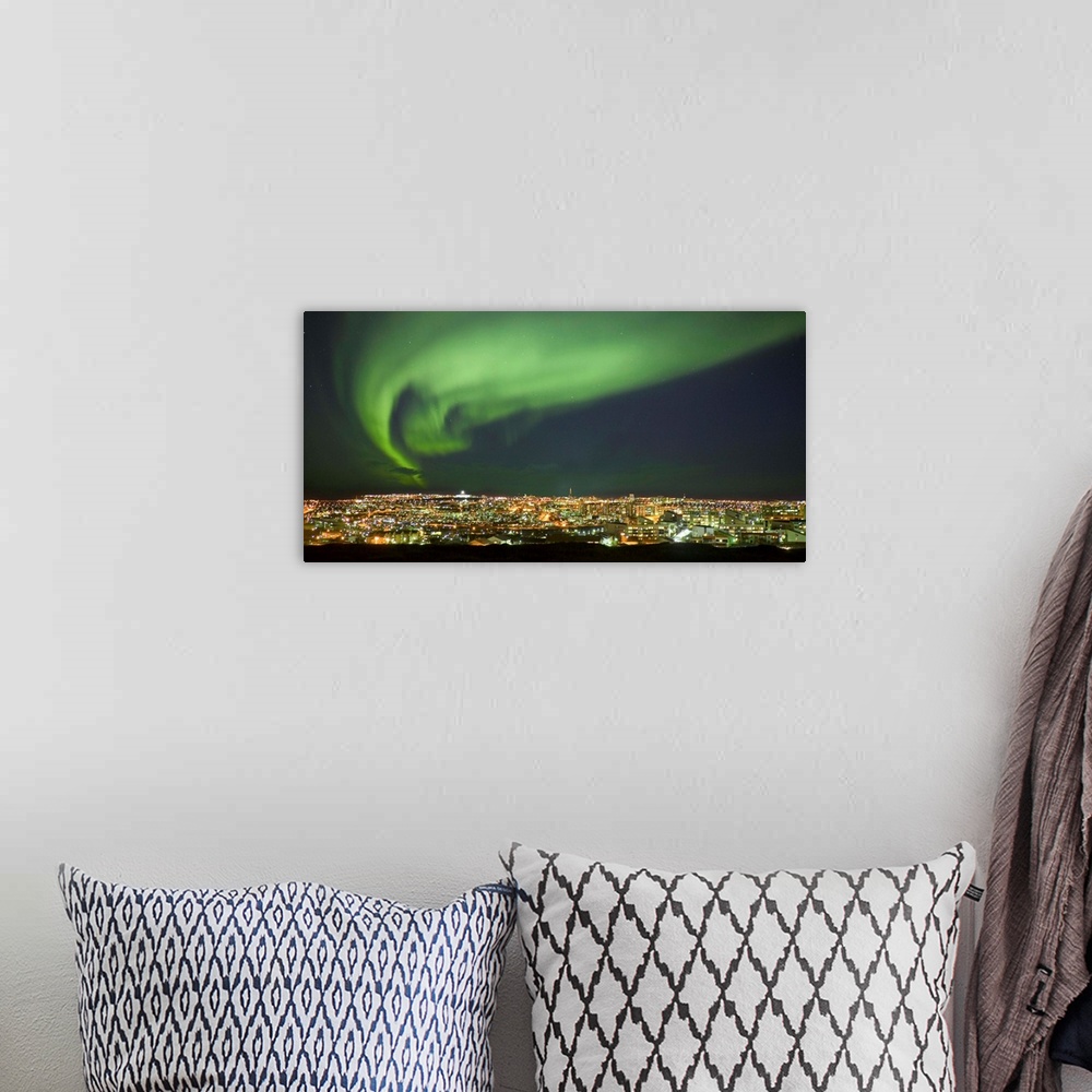 A bohemian room featuring Aurora Borealis Over Reykjavik