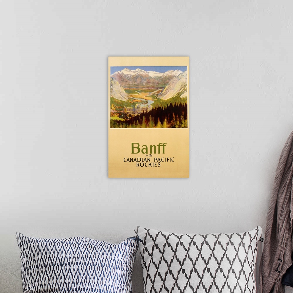 A bohemian room featuring Banff In The Canadian Pacific Rockies Poster