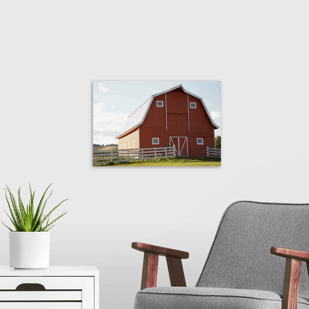 A modern room featuring Barn In Rural Landscape