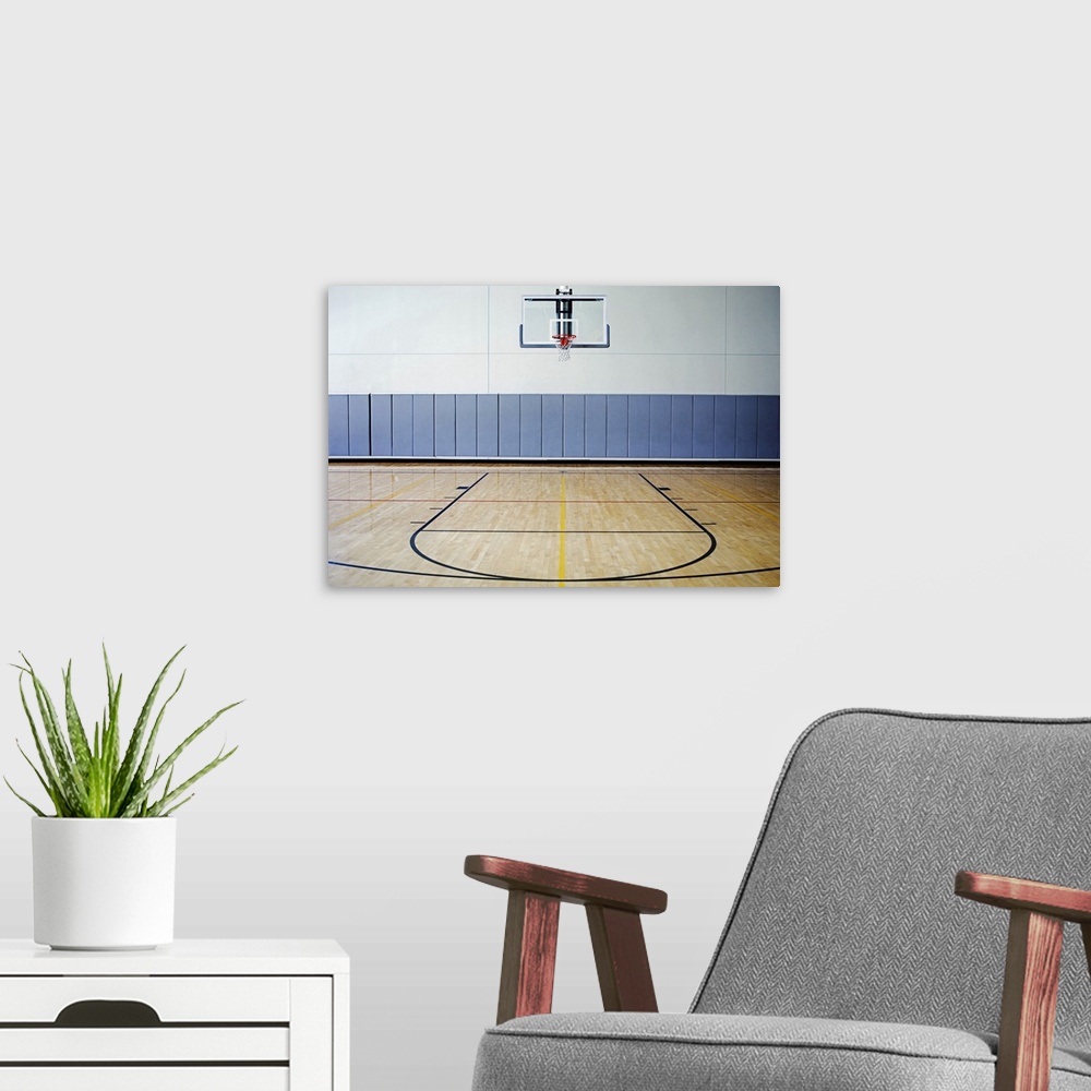A modern room featuring Basketball court