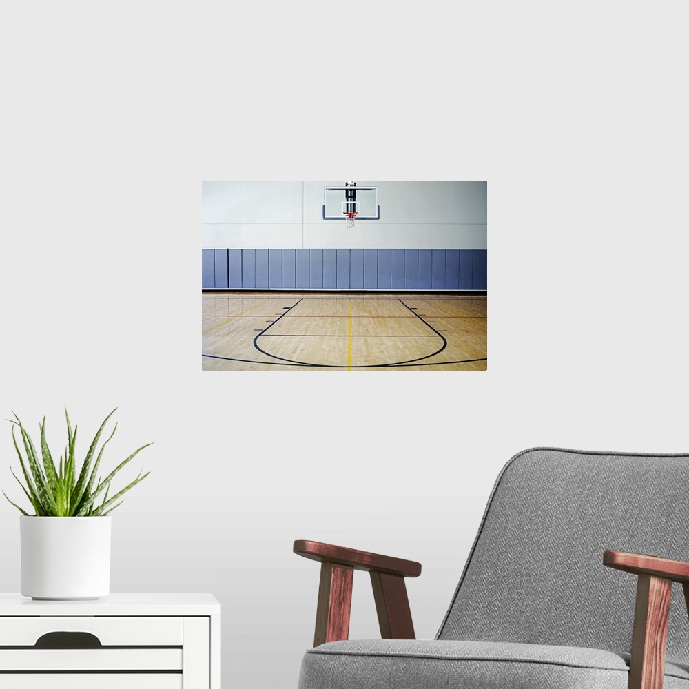 A modern room featuring Basketball court