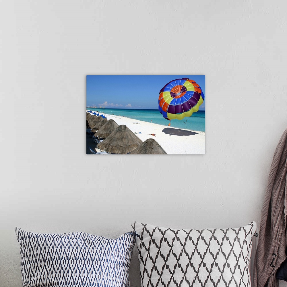 A bohemian room featuring Beach and parasailing parachute, Hotel Zone, Cancun, Mexico