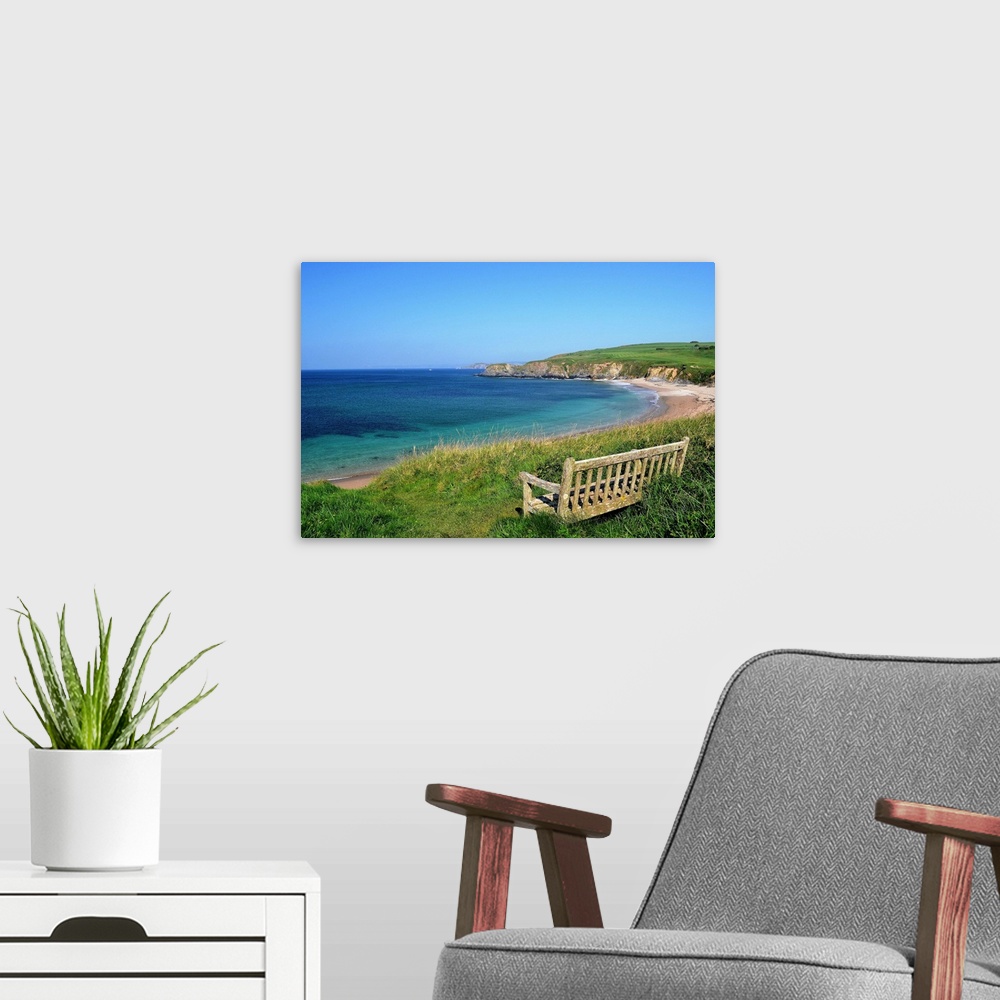 A modern room featuring Beautiful Sunny day at Thurlestone Beach in South Hams.