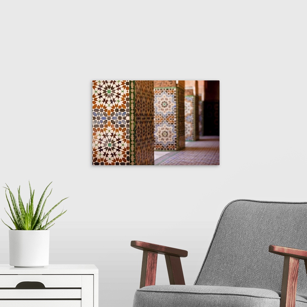 A modern room featuring Ben Youssef Medersa is no longer a religious school, but it was once the country's largest, housi...