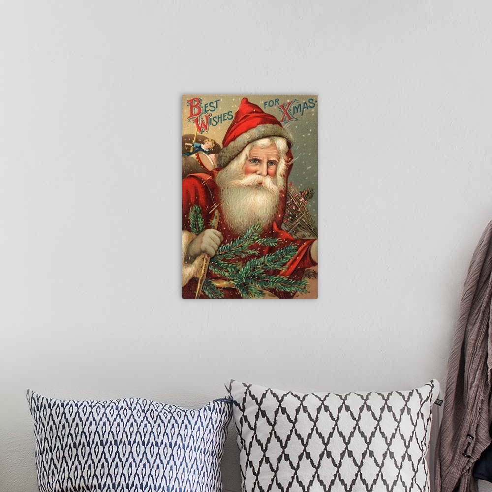 A bohemian room featuring Best Wishes For Xmas Postcard
