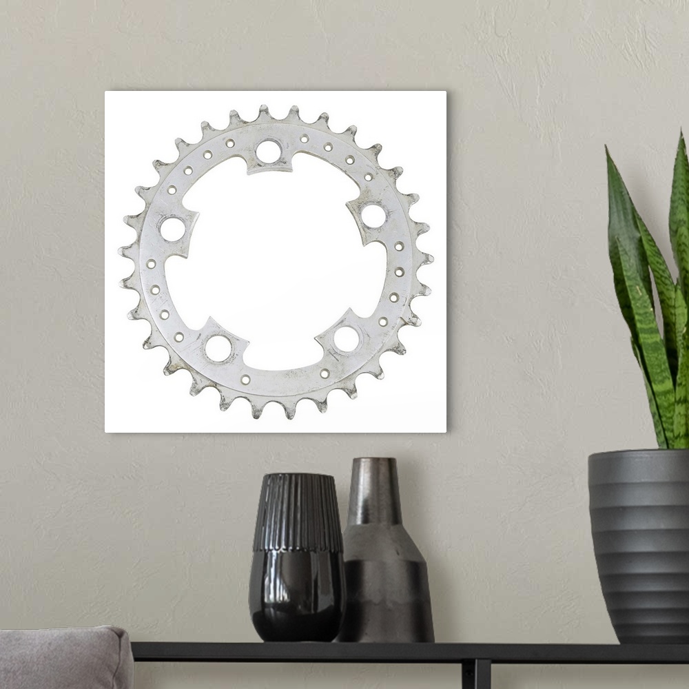 A modern room featuring bicycle gear