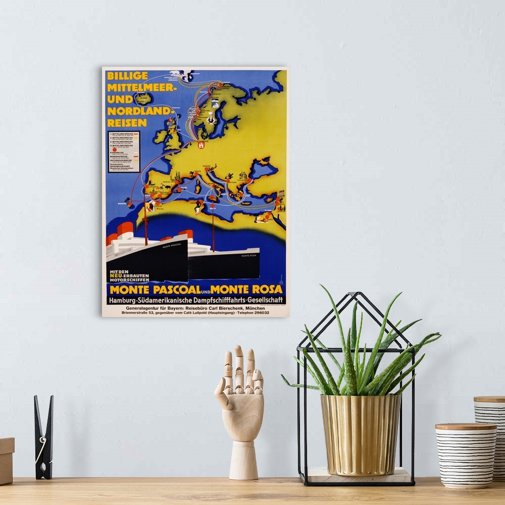 A bohemian room featuring Billige Mittelmeer Und Nordland-Reisen Poster