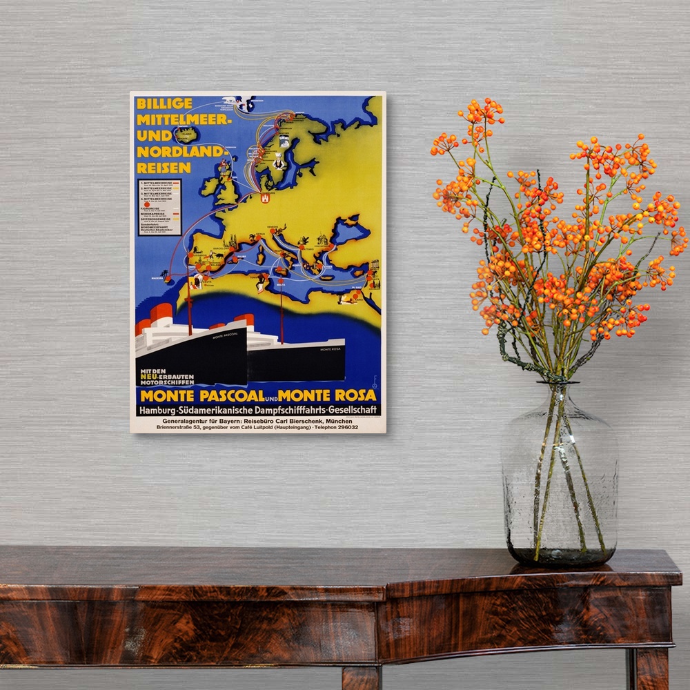 A traditional room featuring Billige Mittelmeer Und Nordland-Reisen Poster