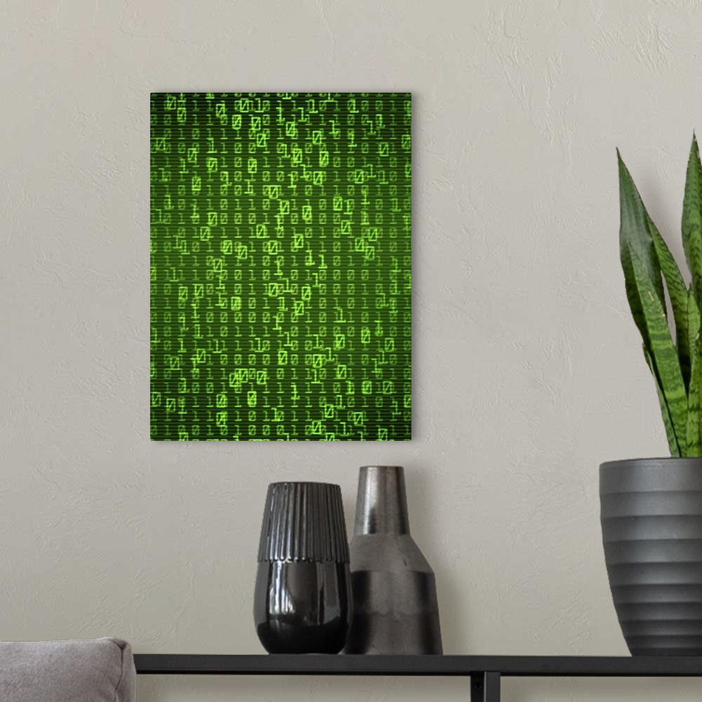 A modern room featuring Binary coding