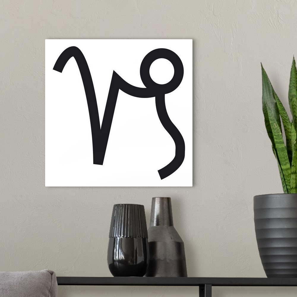 A modern room featuring Black and White Illustration of Capricorn zodiac sign