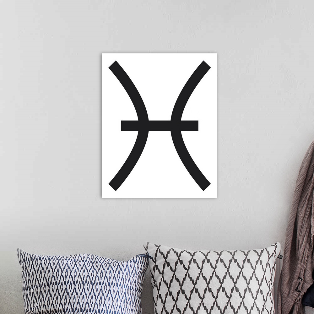 A bohemian room featuring Black and White Illustration of Pisces zodiac sign