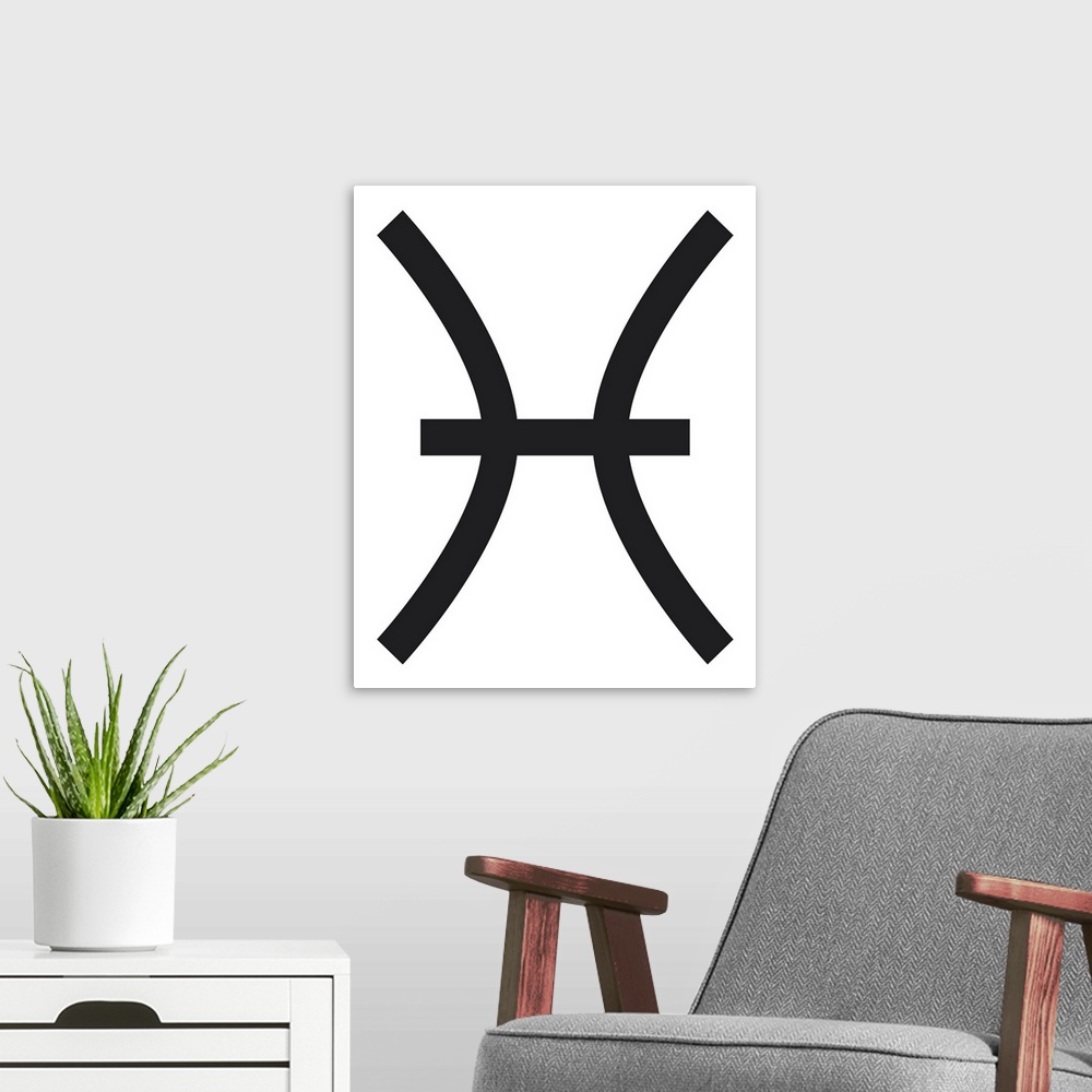 A modern room featuring Black and White Illustration of Pisces zodiac sign