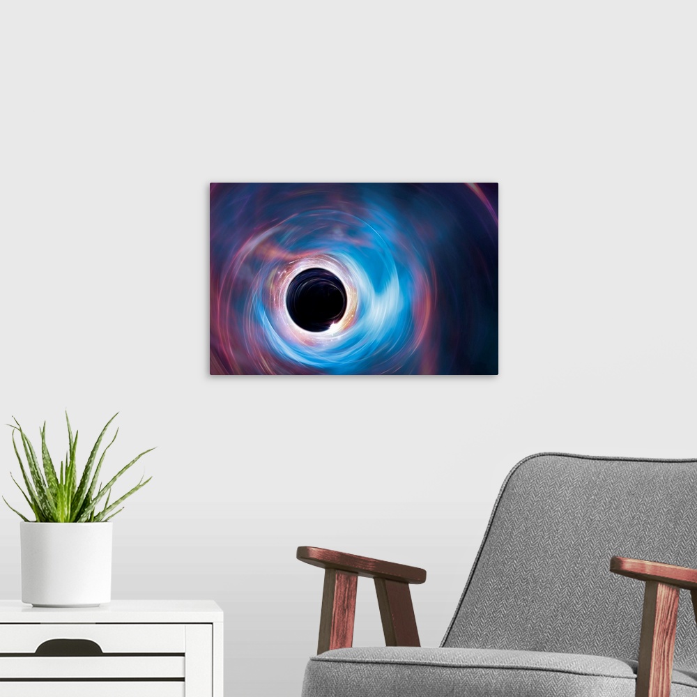 A modern room featuring A black hole is an object so compact -- usually a collapsed star -- that nothing can escape its g...