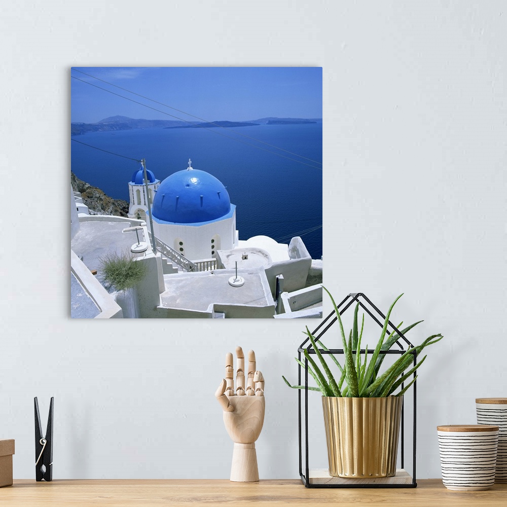 A bohemian room featuring Blue church dome in Imerovigli, Santorini