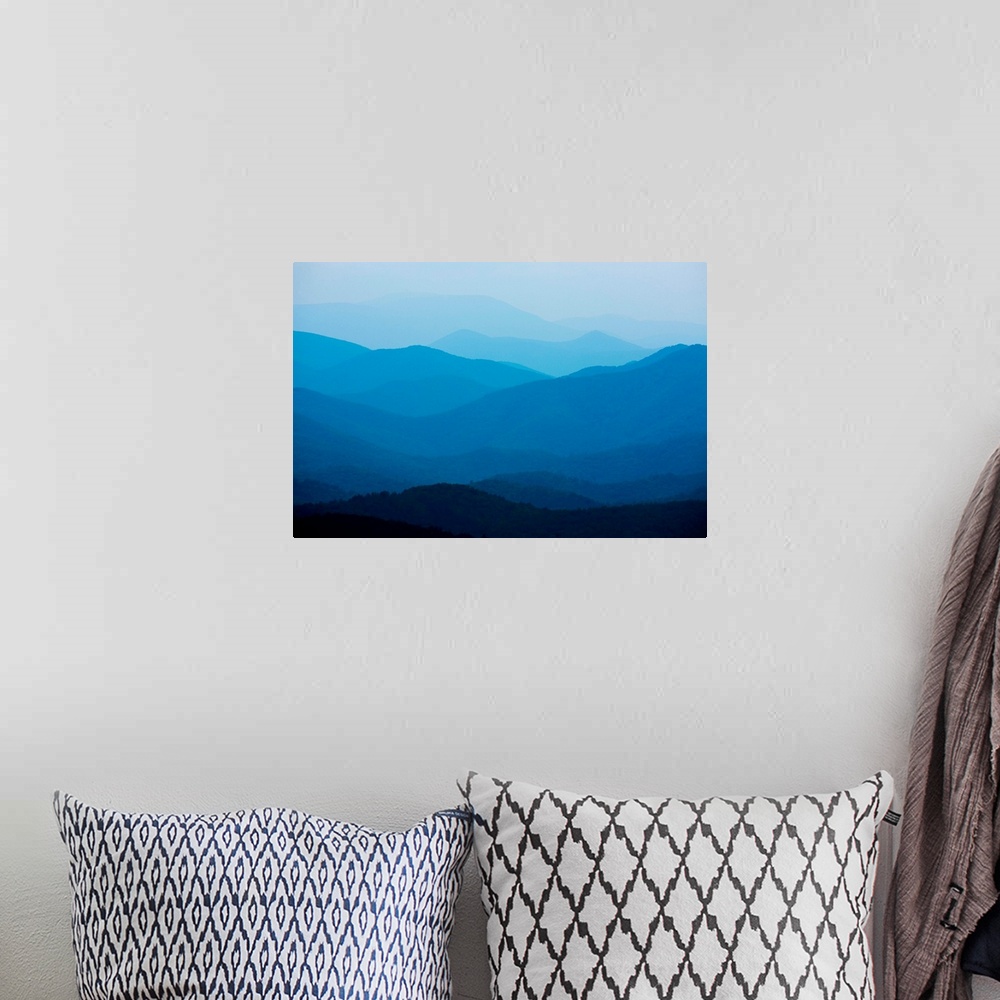 A bohemian room featuring USA, Virginia, Blue Ridge Parkway, Appalachian Mountains fading into distance on spring afternoon