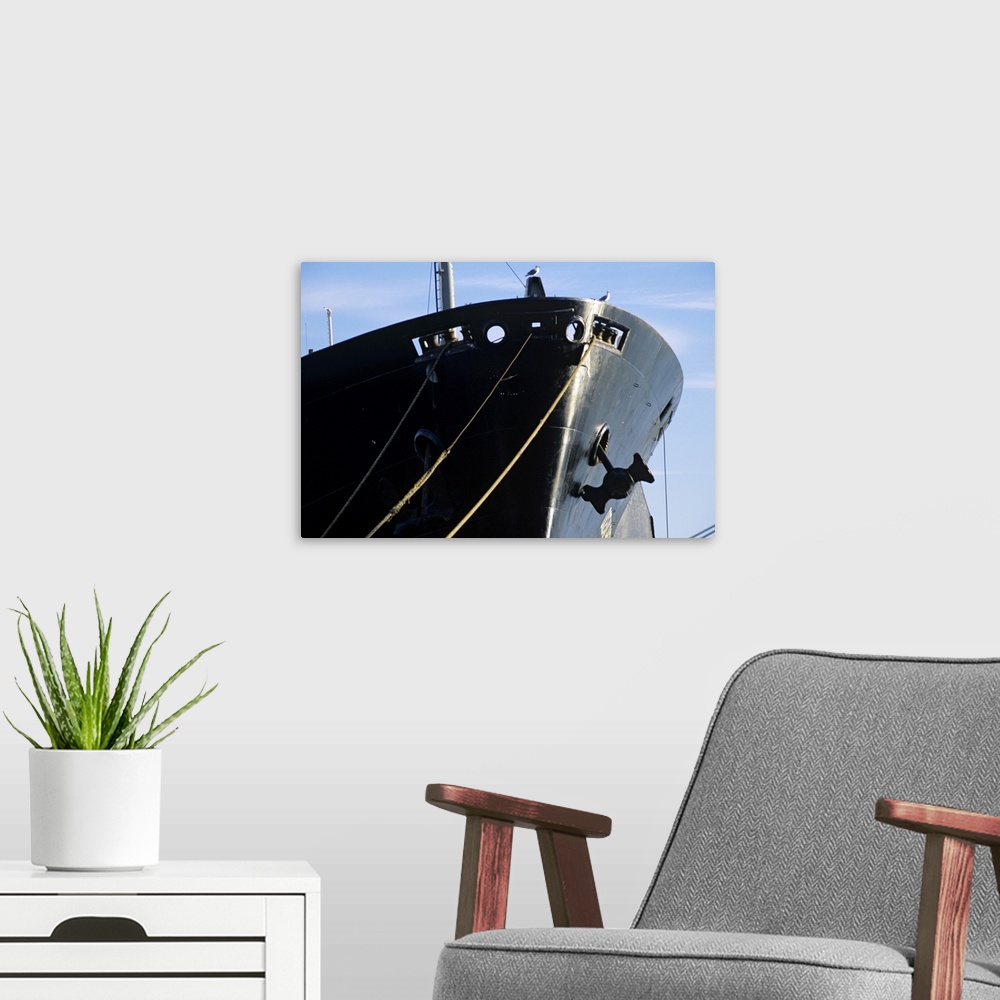 A modern room featuring Bow of Ship with anchor, close-up