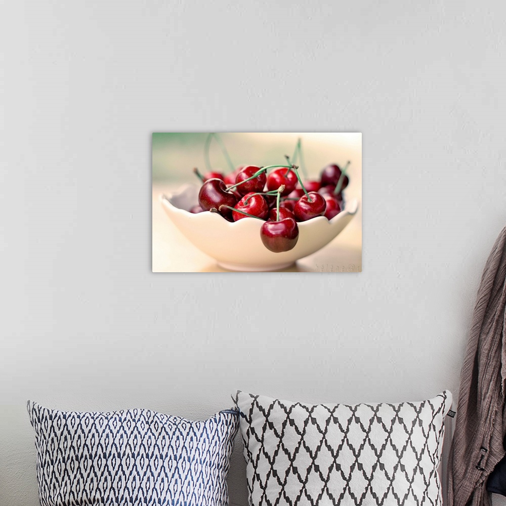 A bohemian room featuring Bowl of cherries.