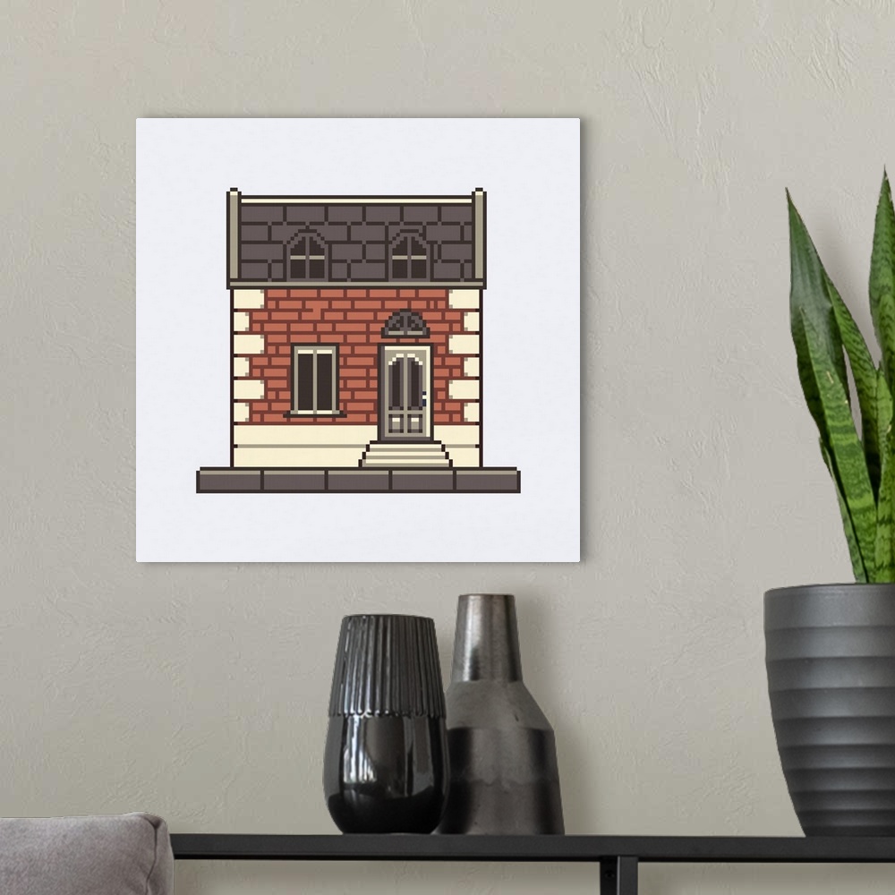 A modern room featuring Brickwork Cottage Pixel Art
