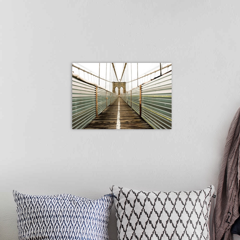A bohemian room featuring Brooklyn Bridge.