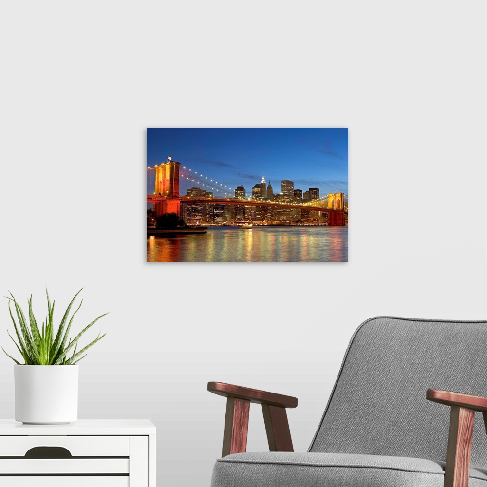 A modern room featuring Brooklyn Bridge And East River
