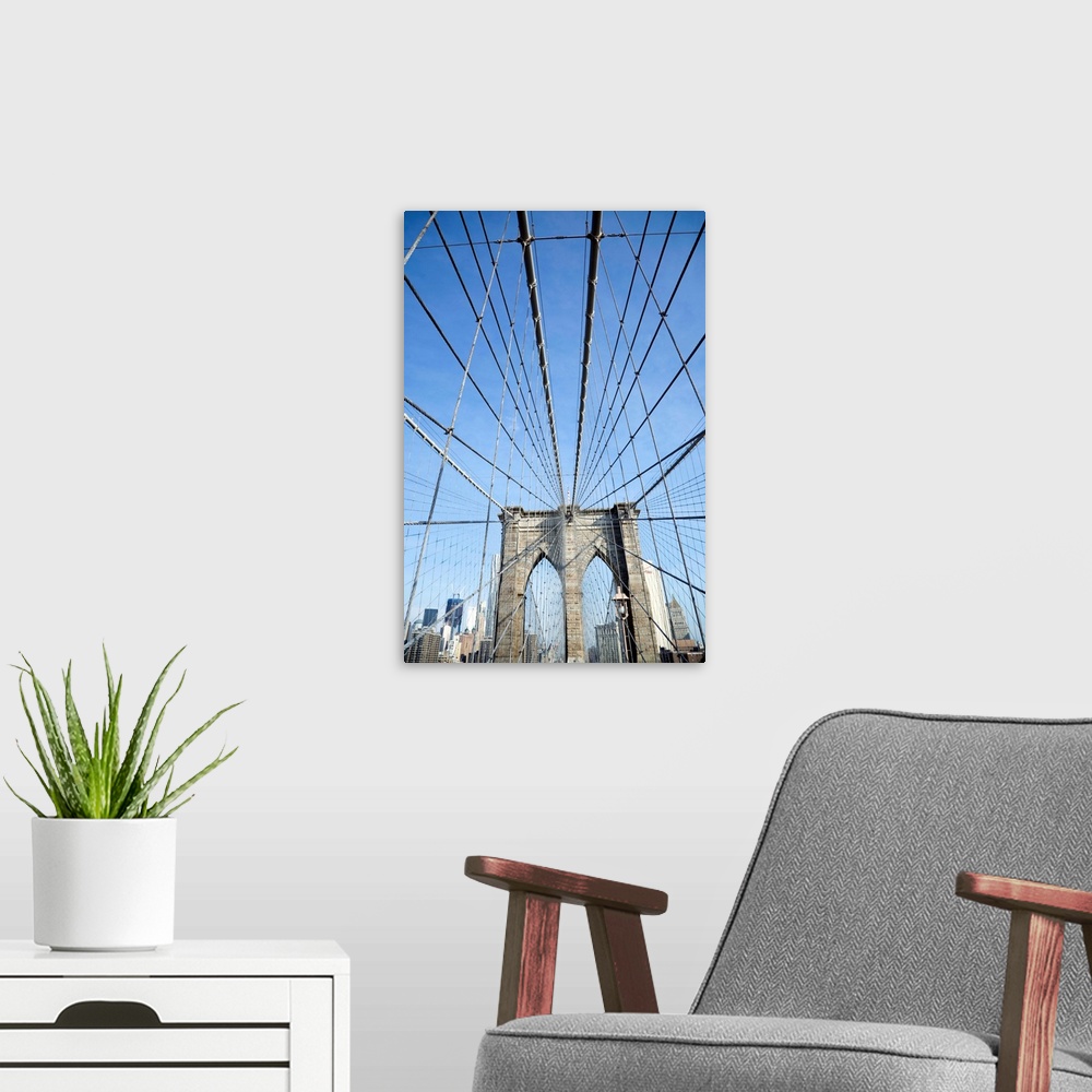 A modern room featuring Brooklyn Bridge, New York, NY, USA