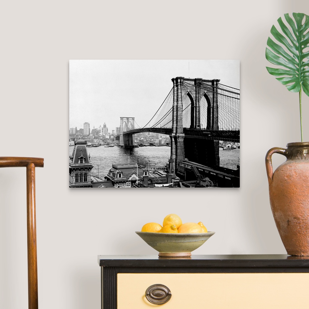 A traditional room featuring The Brooklyn Bridge, the largest suspension bridge and the first to ever be built with steel, spa...