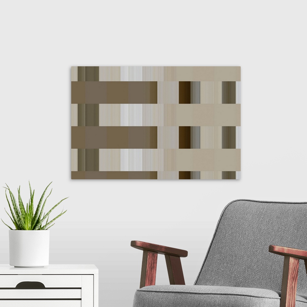 A modern room featuring Brown Checkered Abstract II