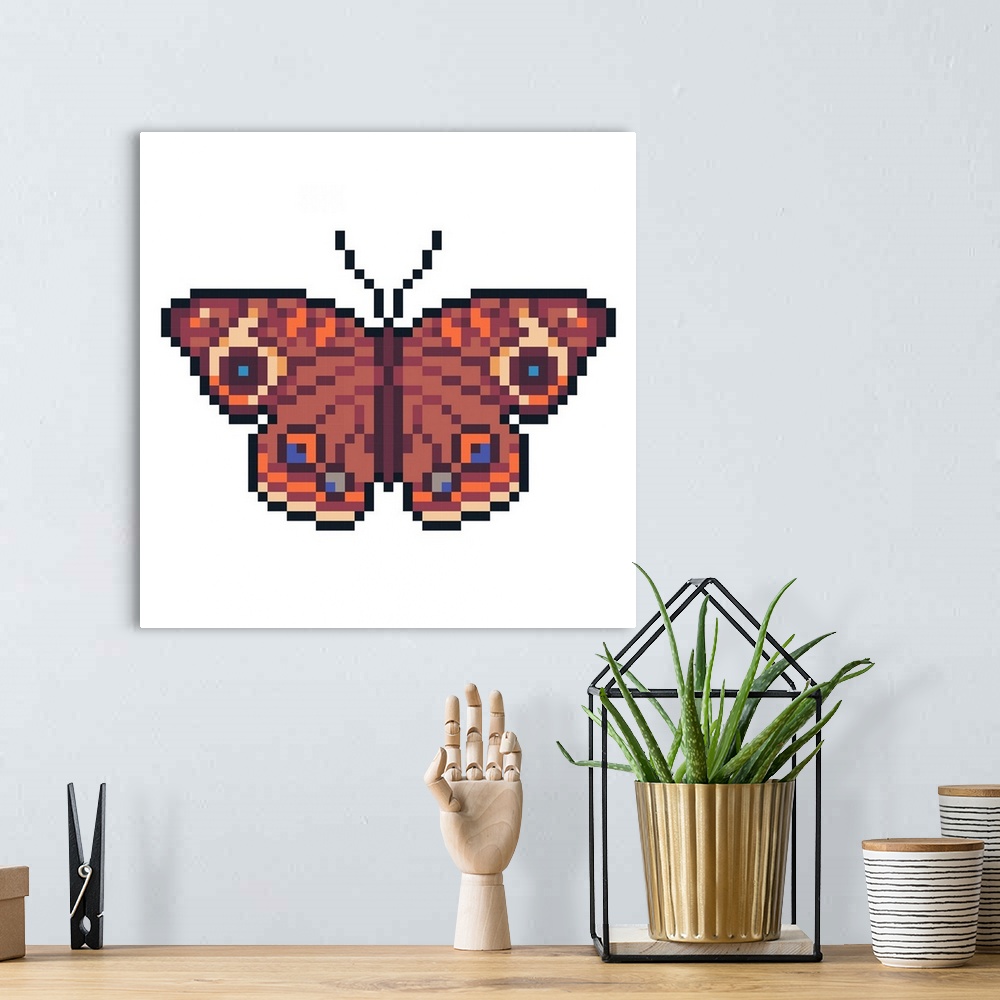A bohemian room featuring Buckeye Butterfly Pixel Art