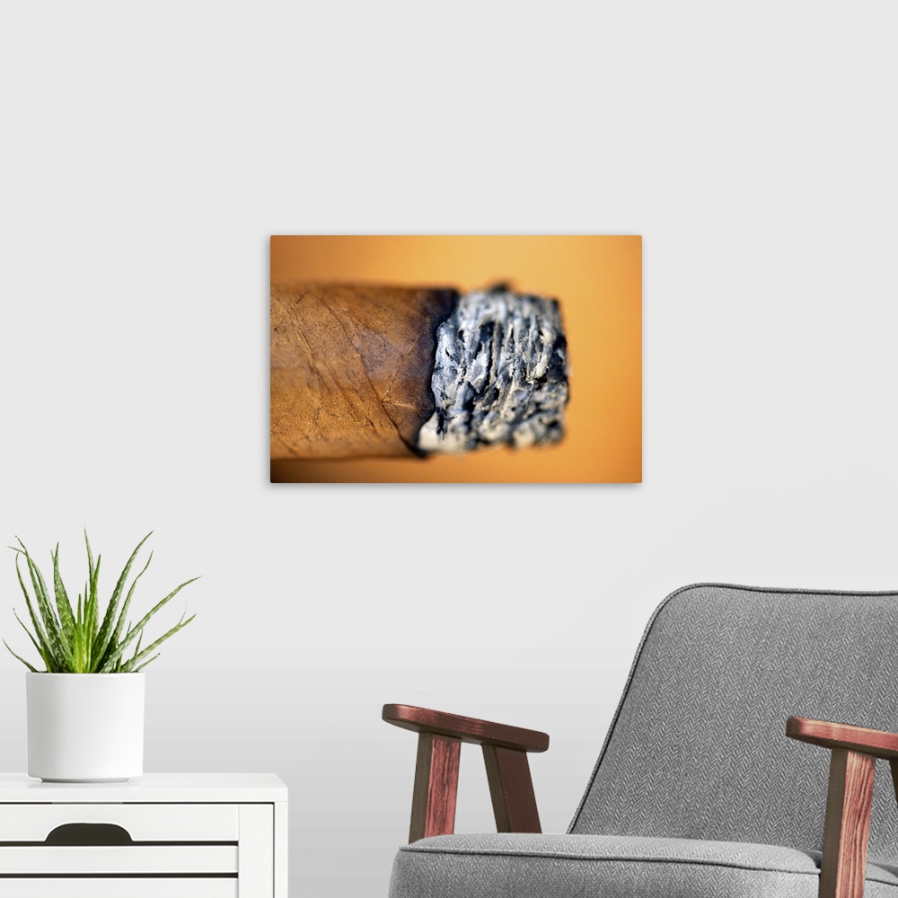 A modern room featuring Burning cigar