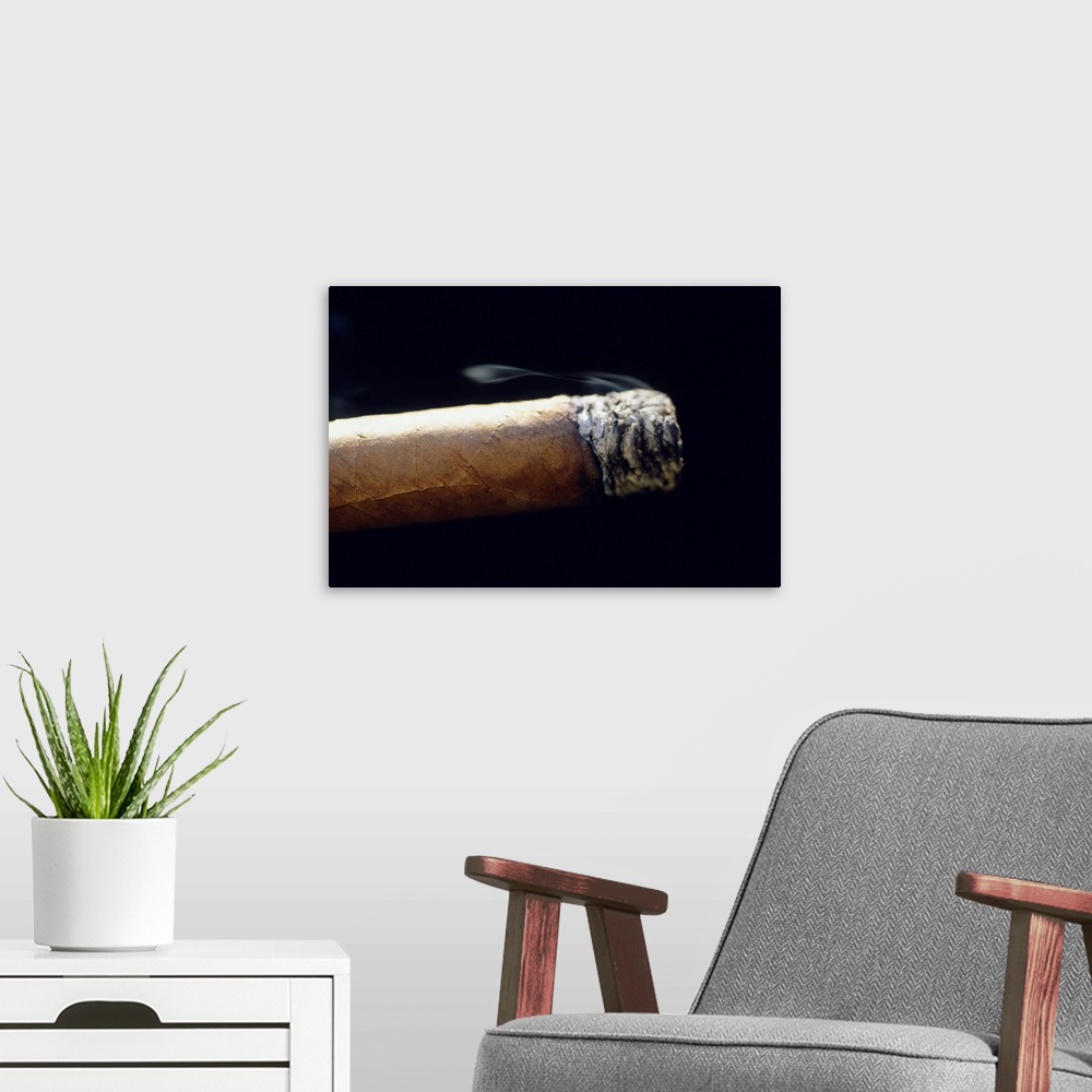 A modern room featuring Burning cigar