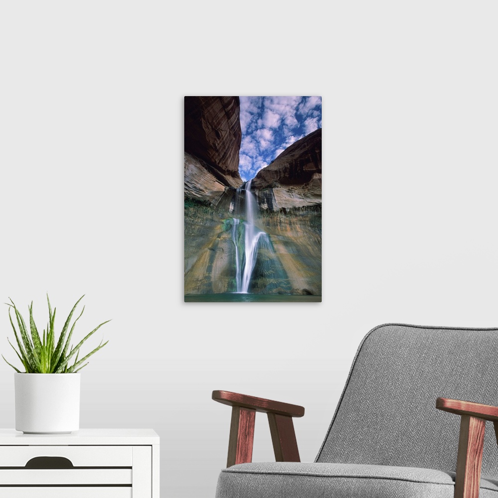 A modern room featuring Calf Creek Falls, Utah