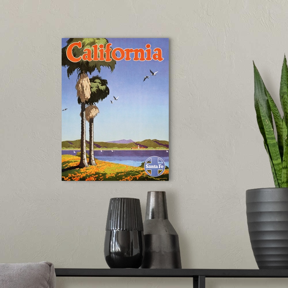A modern room featuring California Poster By Oscar Bryn