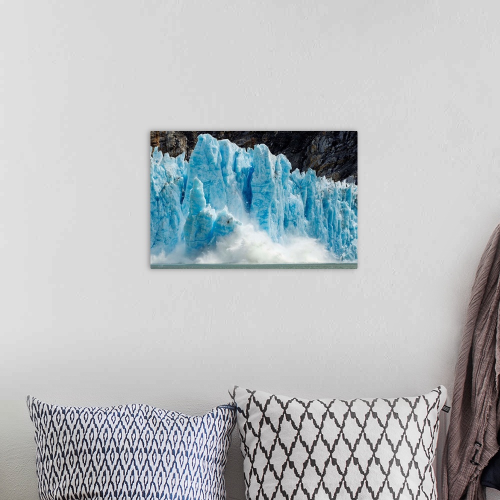A bohemian room featuring USA, Alaska, Tracy Arm-Fords Terror Wilderness, Icebergs calving from blue ice face of Dawes Glac...