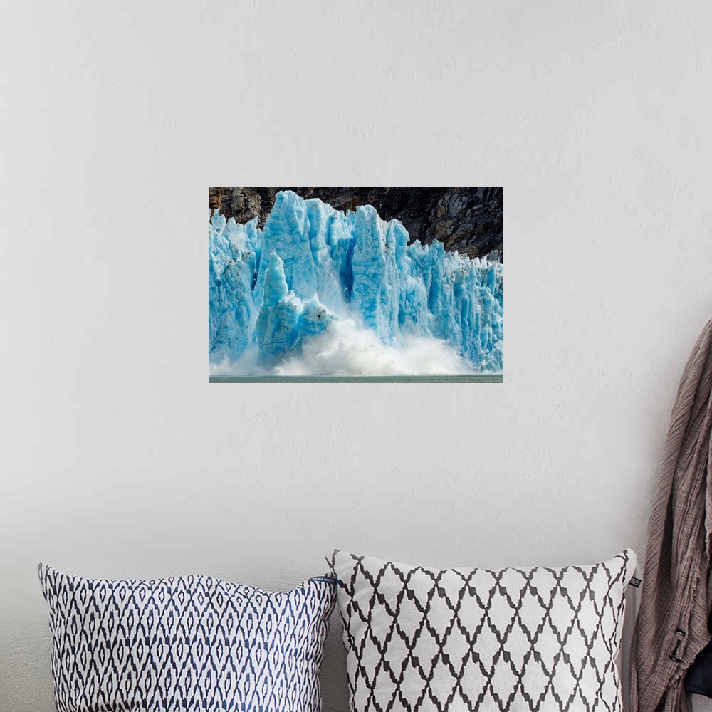 A bohemian room featuring USA, Alaska, Tracy Arm-Fords Terror Wilderness, Icebergs calving from blue ice face of Dawes Glac...