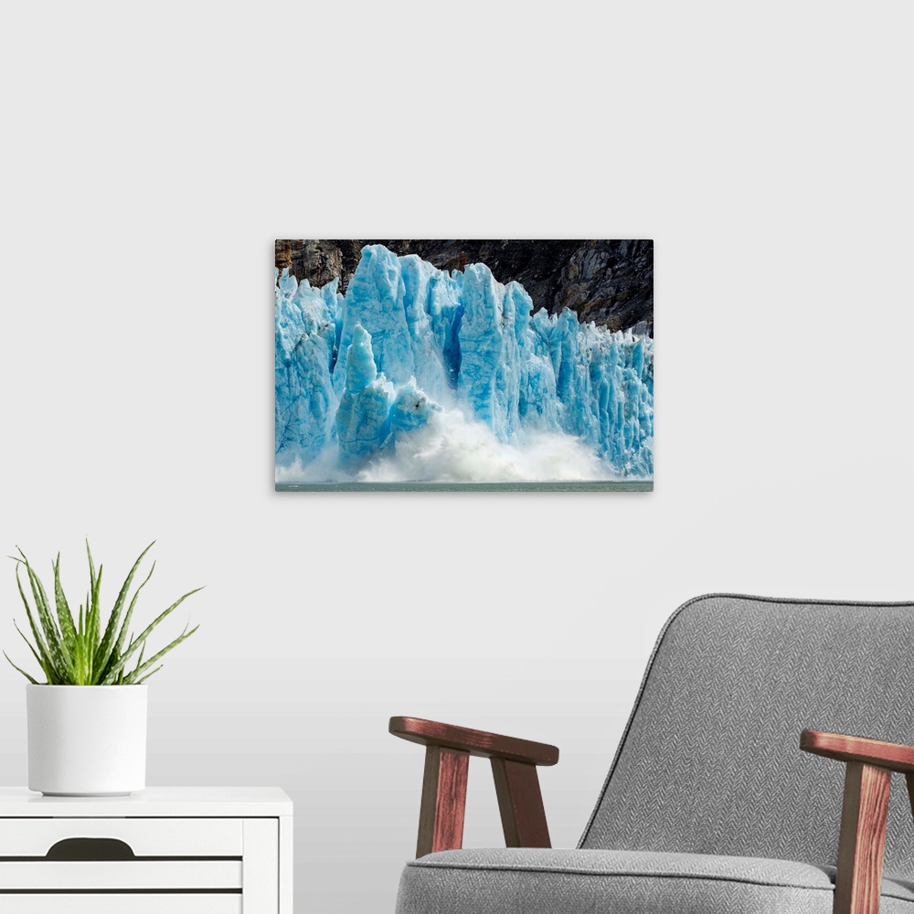A modern room featuring USA, Alaska, Tracy Arm-Fords Terror Wilderness, Icebergs calving from blue ice face of Dawes Glac...