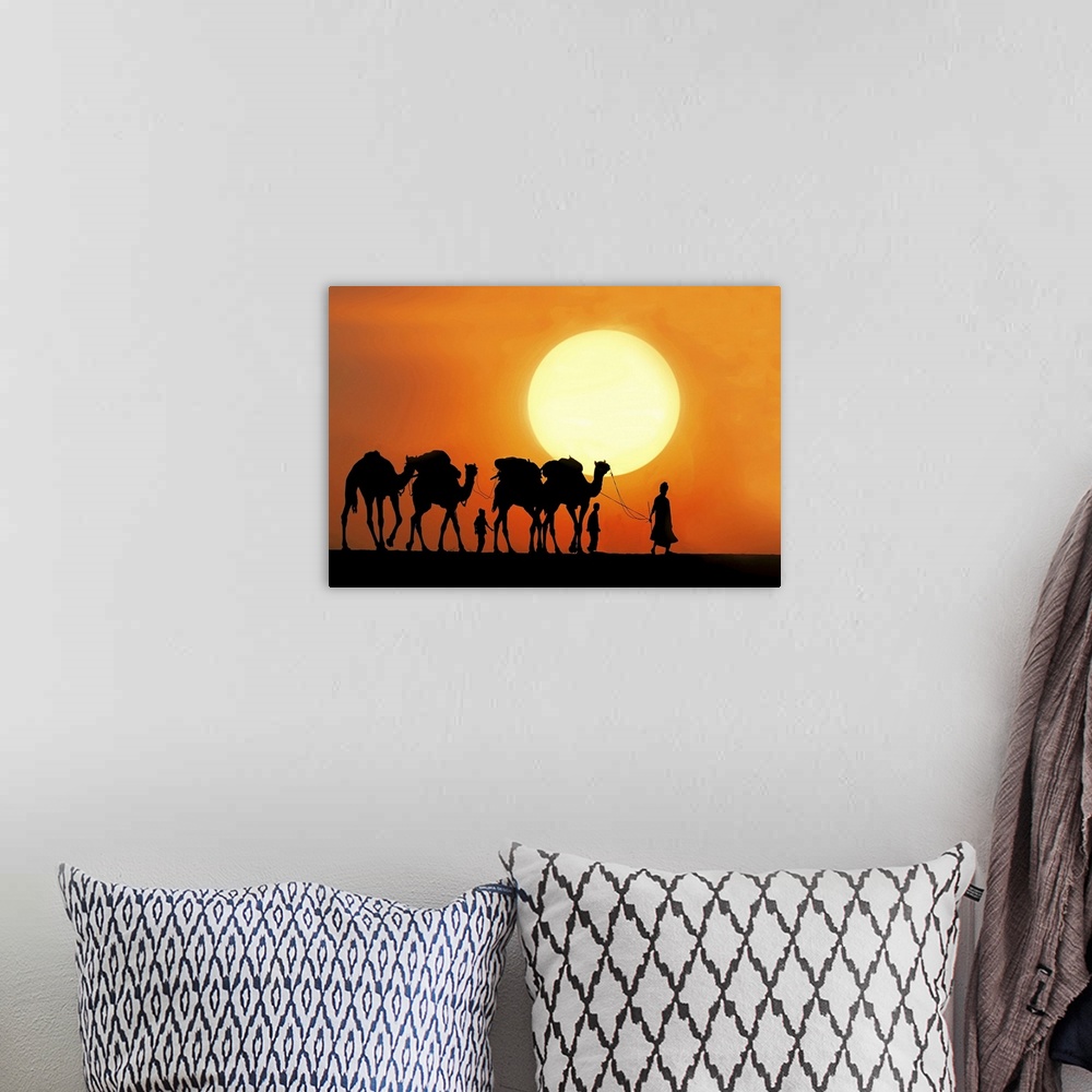 A bohemian room featuring Camel ride at sunset.