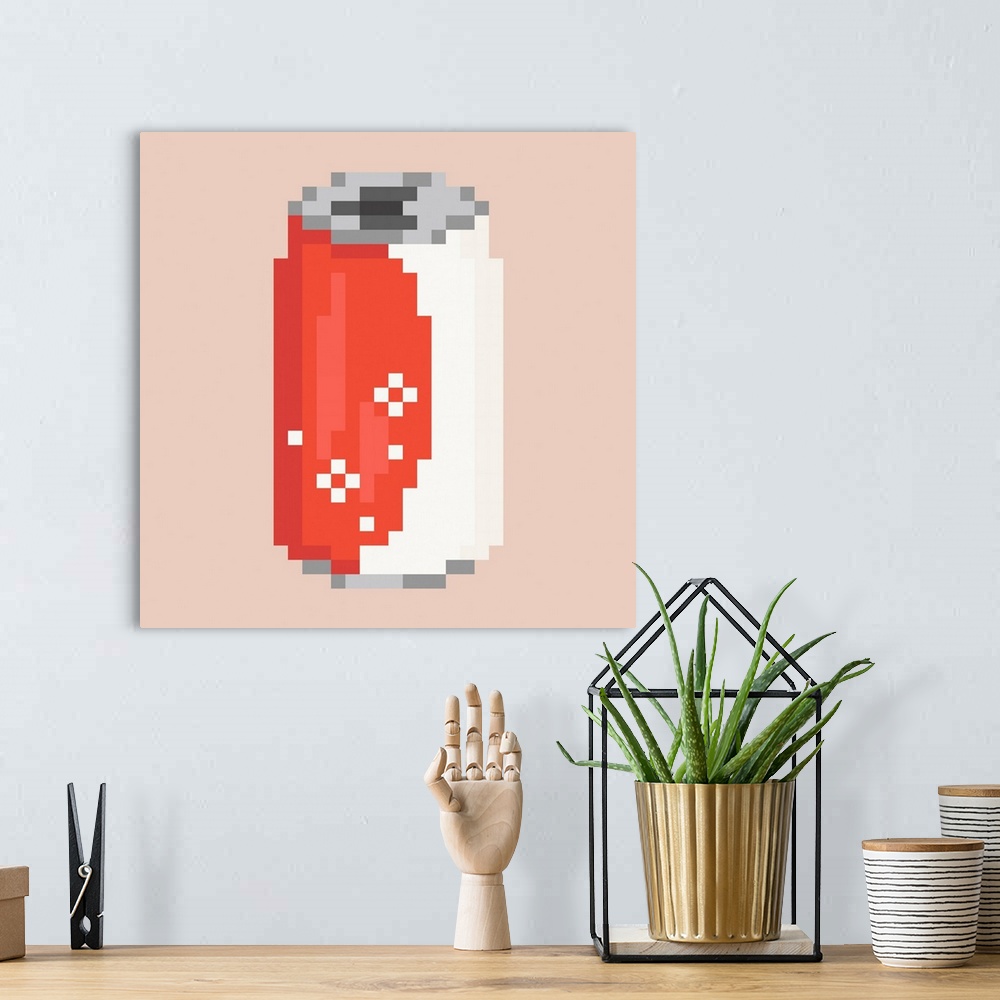 A bohemian room featuring Can Of Iced Cola Pixel Art