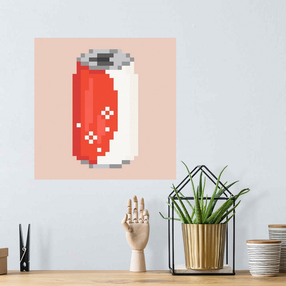 A bohemian room featuring Can Of Iced Cola Pixel Art